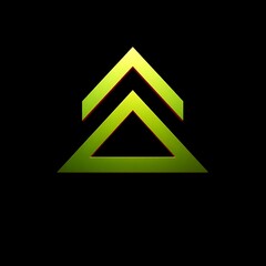 Abstract Geometric Green Triangle Shape on Black Background 