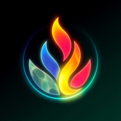 Abstract Fire Emblem: A vibrant, otherworldly emblem, bursting with color and energy, a swirling fire, a symbol of power and potential,  perfect for game development, fantasy, sci-fi, and more.  