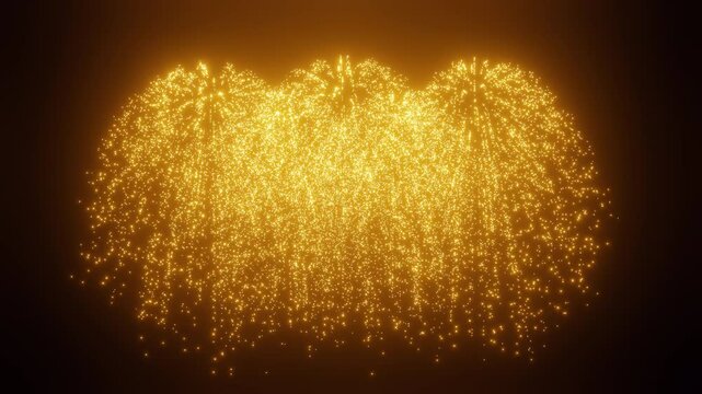 Golden wall of fireworks on a transparent alpha channel.