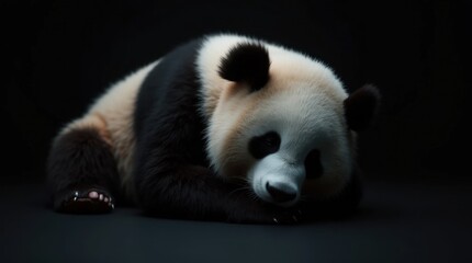 Naklejka premium Hyper-Realistic Sleeping Panda Portrait