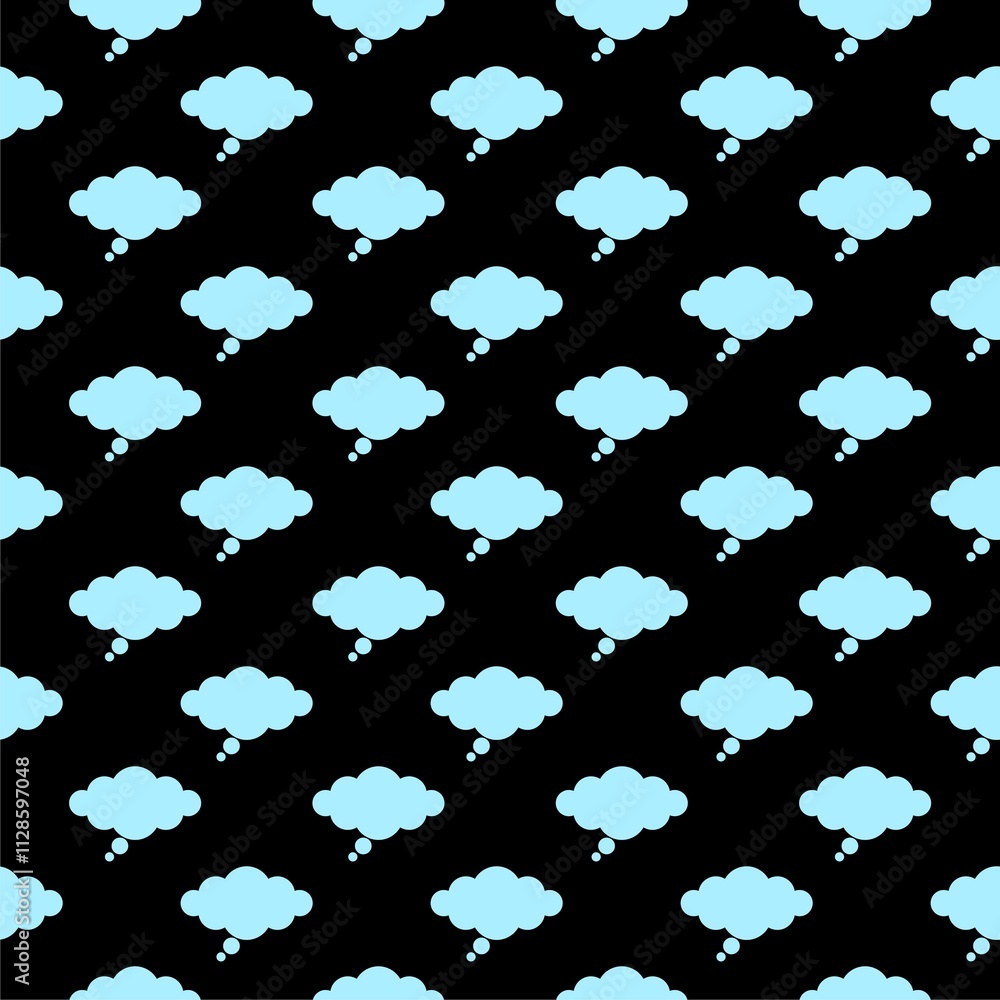 Poster thought bubble thinking cloud icon seamless pattern isolated on black background