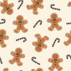 Fototapeta premium Gingerbread Man Seamless Pattern. Christmas Seamless Pattern.