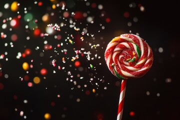 Festive Swirled Lollipop Sprinkles Background