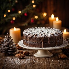 christmas cake with candle
