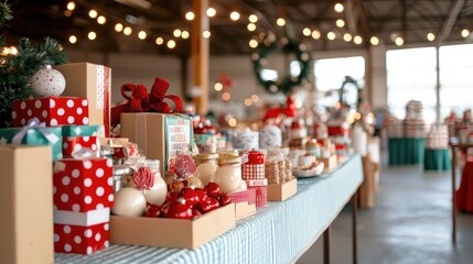 Festive Holiday Decorations and Gifts on Display