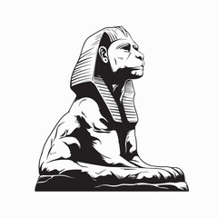 Hand drawn Great Sphinx of Giza statue illustration vector image isolated on white background.