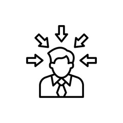 Concentration employee outline icons, minimalist vector illustration ,simple transparent graphic element .Isolated on white background