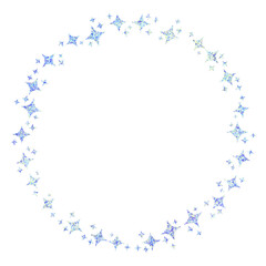 星の円フレーム（青色、キラキラ、ラメ、グリッター、スパンコール）