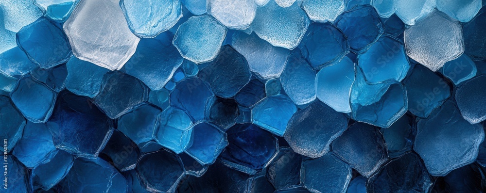 Poster abstract hexagonal pattern in shades of blue and gray