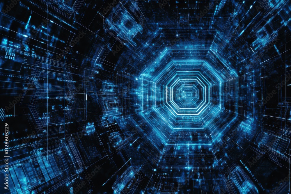 Poster abstract technology background with digital hexagon pattern design