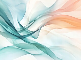 Fototapeta premium Abstract Teal and Peach Swirls. A Serene Digital Painting. Abstract Pastel Background. Pastel Illustration.