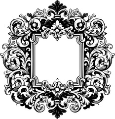 baroque, antique, frame, mirror, border, illustration, graphic, image, isolated