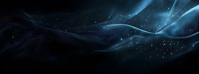 Blue light rays on a dark blue background with a carbon fiber pattern, wave, lights