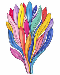 Colorful abstract illustration of stylized leaves.