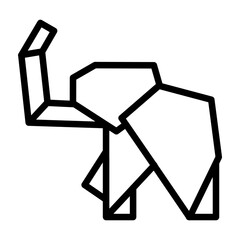 Elephant Origami Vector Line Icon Design