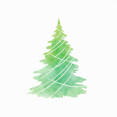 Fototapeta premium Hand drawn christmas green tree on white background. Watercolor painting