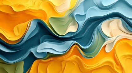 Fototapeta premium Abstract Wavy Layers Of Yellow Blue And Green Hues