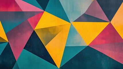 Abstract Geometric Wall Art Painted Triangles