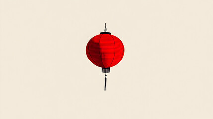 Obraz premium A simple illustration of a red lantern, symbolizing celebration and culture in Chinese traditions. Chinese lantern minimalist.