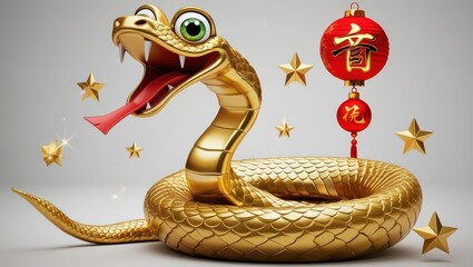 A Golden Snake Celebrates Chinese New Year