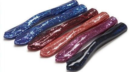 Glittery Resin Rods in Varied Colors Arranged in a Row