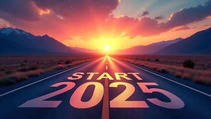 2025: A Road to New Beginnings 
2025 written on road 