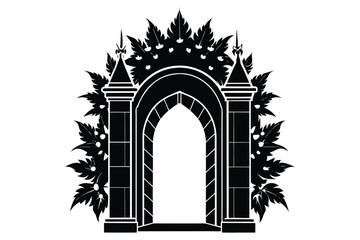 Fototapeta premium stone gate silhouette vector illustration on white background
