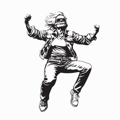 Energetic Senior Woman Fashionable Outfit Moving  image vector