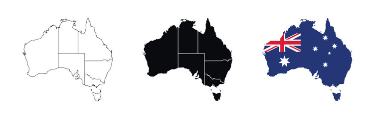Fototapeta premium Australia Map vector icon. Map of Australia various styles.