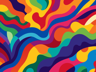 Obraz premium Colorful abstract background featuring dynamic, flowing shapes and vibrant colors, creating a visually appealing design with a sense of movement and energy