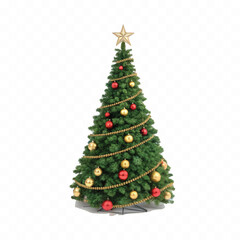 abstract 3d different style Christmas tree with beautiful ornaments isolated on white background