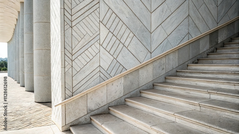Poster architectural photography of a pale gray background with subtle diagonal lines, ideal for minimalist