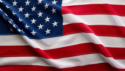 Fototapeta premium A close up of the US flag waving in the wind for Memorial Day or 4th of July