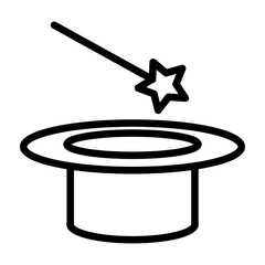 Magic Hat Vector Line Icon Design