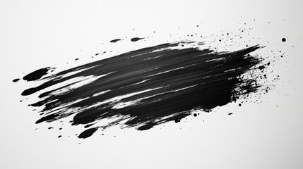 Abstract Black Paint Brush Stroke On White Background