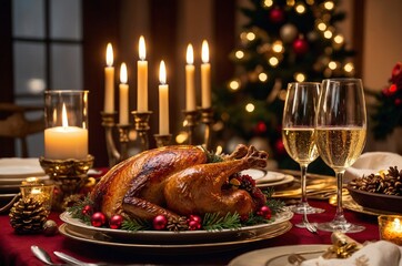 thanksgiving country dinner with candle