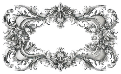 PNG Elegant ornate vintage floral frame