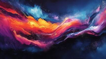 Fototapeta premium Abstract Colorful Swirling Paint Landscape