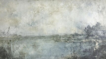 Serene Abstract Landscape Painting in Muted Tones