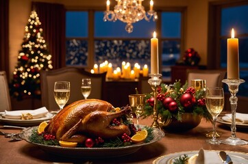 thanksgiving country dinner with candle