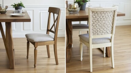 Fototapeta premium Crochet Seat Cover for Dining Chair