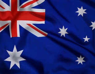 Australia flag waving at cloudy sky background. the Commonwealth of Australia flag
