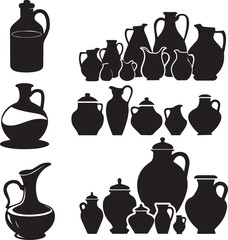 An ancient set of black and white pots