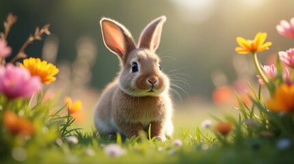 Rabbit in a Whimsical Garden Close-up