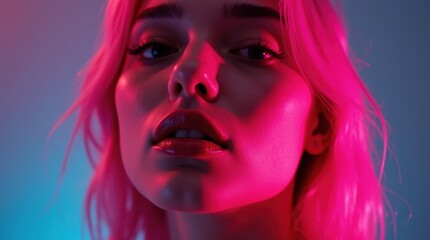 Neon Pink Hair Closeup Portrait