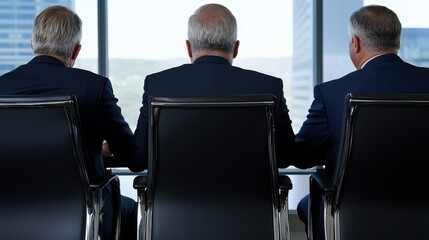 Businessmen Meeting, Back View, Cityscape