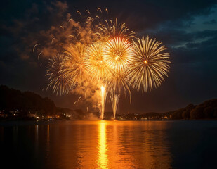 fireworks over the sea