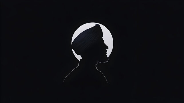 A silhouette of a Sikh turban, symbolizing Sikhism and its culture. Sikh turban minimalist design.