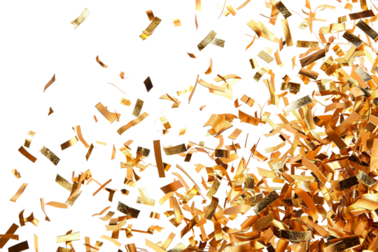 Rich Gold Confetti Perfect for Decorations Isolated on Transparent Background