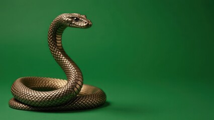 Beautiful snake, banner, green background, place for text, New Year